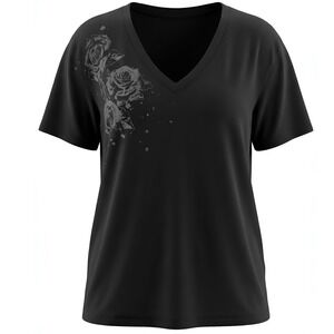 TORRID "Rose Splatter" Relaxed Cotton Jersey V-Neck Tee NWT Size 5X